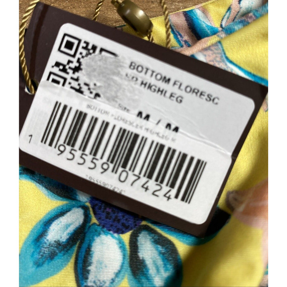 NWT Rio De Sol High Leg Swim Bottom Yellow Floral Medium - Picture 4 of 6